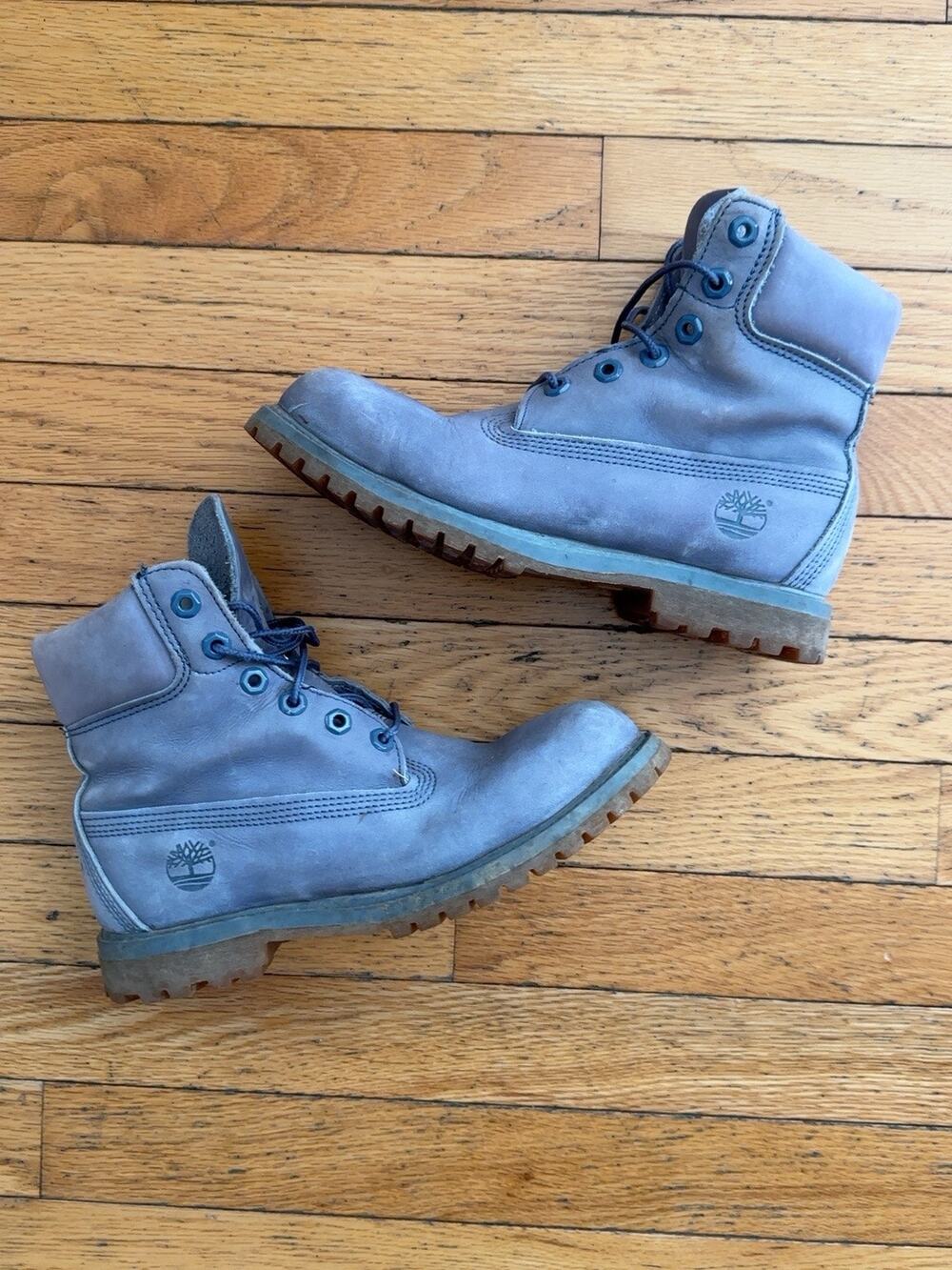 Timberland Women’s 6.5 M Gray Nubuck Leather 6” Lace Up Lug Sole Boots
